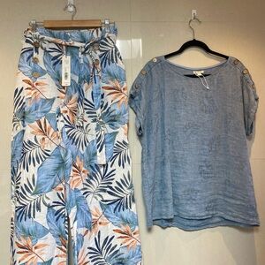 Tropical Print Women's Wide leg Pant & Top